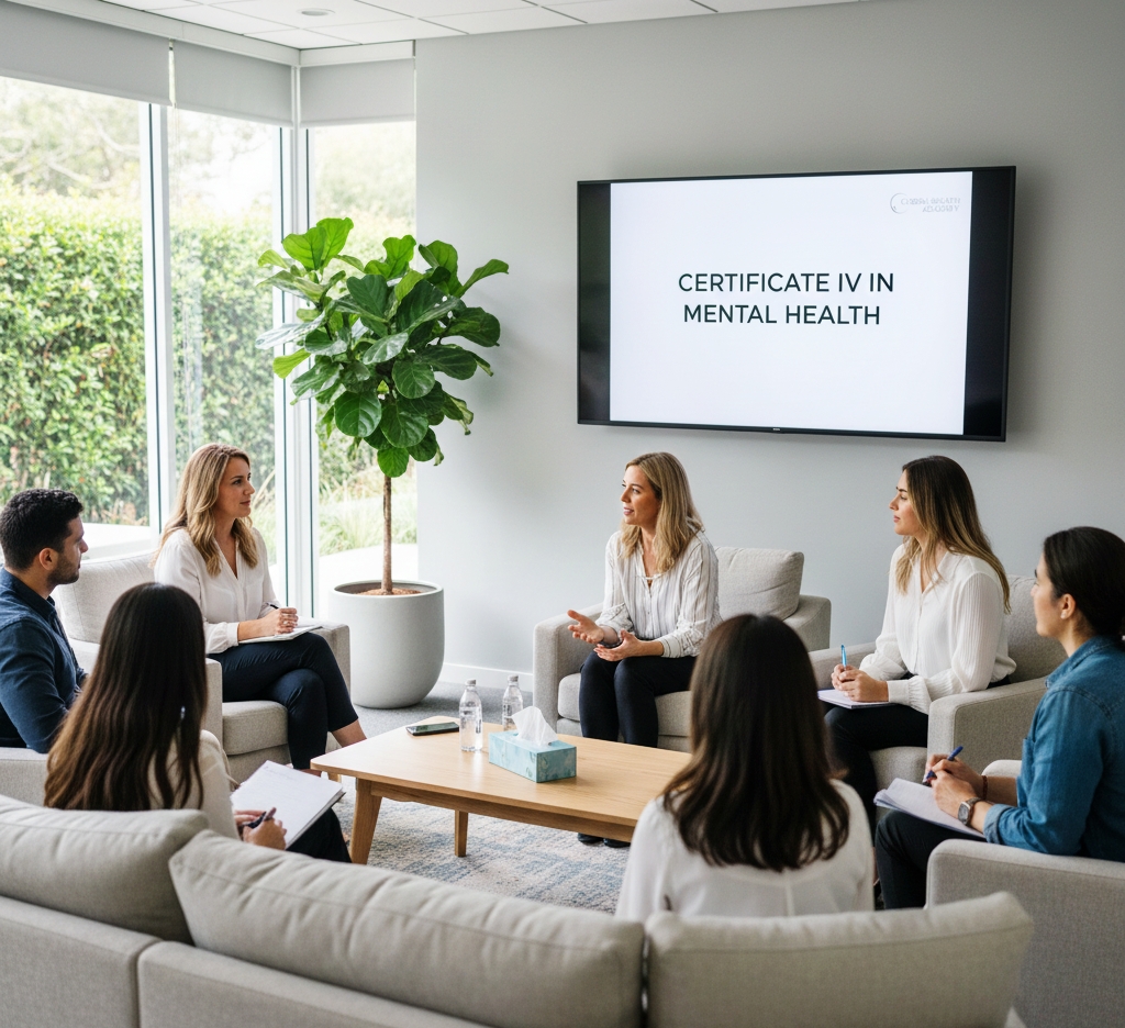 mental health support image, where students are taking cass of course certificate iv in mental health